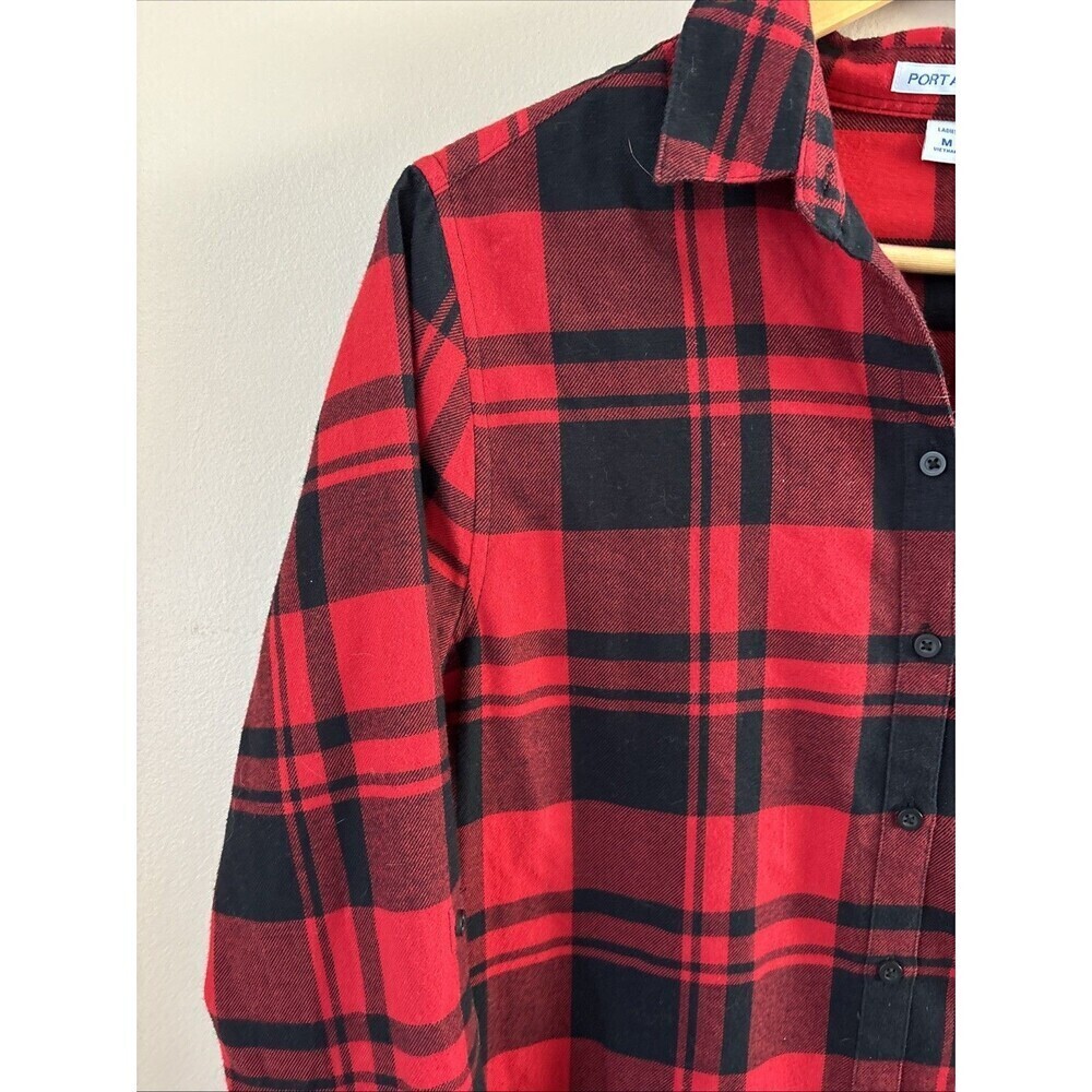 Port Authority Women’s Buffalo Plaid Shirt Size M Buffalo Logo Flannel Top - Picture 3 of 8